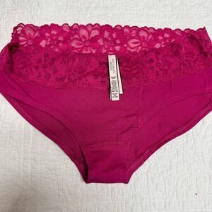NWT (XL) Victoria’s Secret HipHugger – Pink Cotton Comfort with Lace Waist Flora